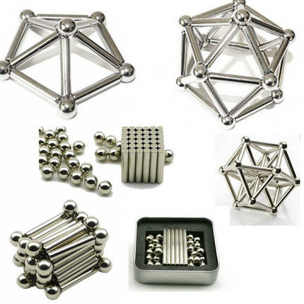 Магнітний конструктор Buckyballs n Buckybars, 64 деталі, фото 2