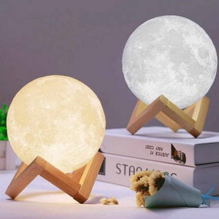 Нічник місяць, який світиться Moon Lamp 13 см, фото 2