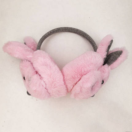 Дитячі навушники Зайчик хутряний. Колір рожевий, фото 2