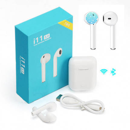 Бездротові навушники з сенсорним управлінням Unit i11 TWS Sensor Stereo Bluetooth 5.0. Колір білий, фото 2