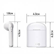 Бездротові Bluetooth навушники i7 mini TWS Stereo з боксом для зарядки. Колір білий, фото 3