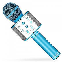 Безпровідний мікрофон для караоке WS-858 WSTER BLACK. Колір блакитний, фото 3