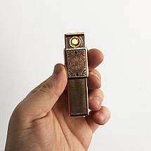 USB запальничка в подарунковій упаковці Jobon XT-4875 (Двостороння спіраль розжарювання). Колір: золото, фото 2