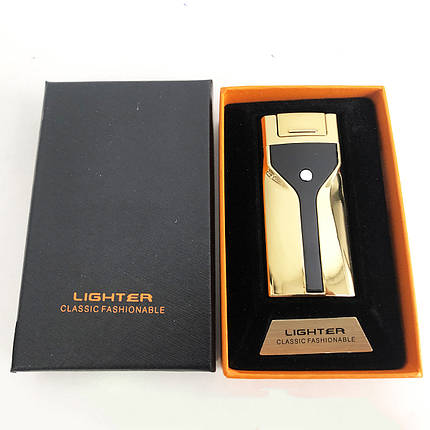 Запальничка електронна LIGHTER HL-50 акумуляторна перезаряджається портативна USB запальничка. Колір: золото, фото 2