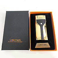 Запальничка електронна LIGHTER HL-50 акумуляторна перезаряджається портативна USB запальничка. Колір: золото