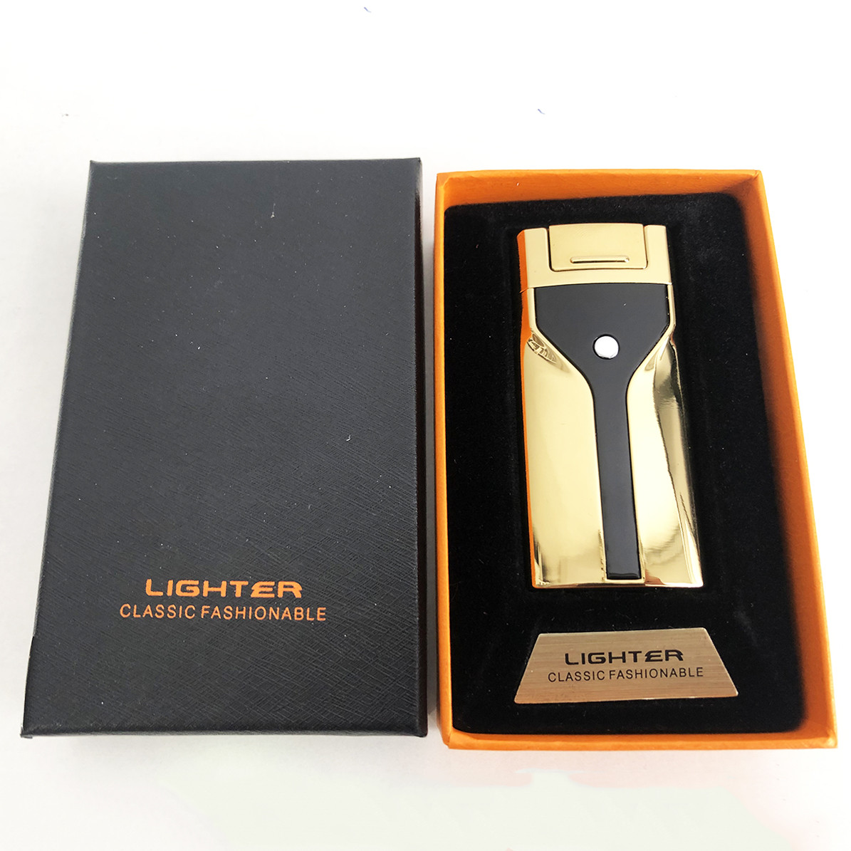 Запальничка електронна LIGHTER HL-50 акумуляторна перезаряджається портативна USB запальничка. Колір: золото