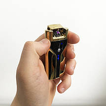 Запальничка електронна LIGHTER HL-50 акумуляторна перезаряджається портативна USB запальничка. Колір: золото, фото 2