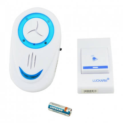 Безпровідний дверний дзвінок від розетки 220V Luckarm Intelligent A8853. Колір блакитний, фото 2