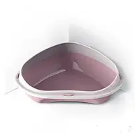 Туалет угловой с бортиком Georplast Shuttle Corner для кошек, 58×48×20.5 см, розовый