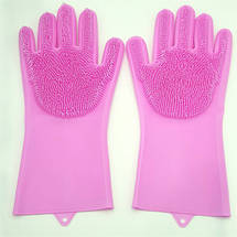 Силіконові рукавички Magic Silicone Gloves Pink для прибирання чистки миття посуду для будинку. Колір рожевий, фото 3