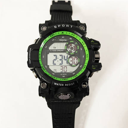 Годинник наручний, електронний, з підсвічуванням. Колір: зелена рамка, фото 2