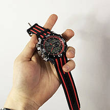 Годинник наручний QUAMER, ремінець каучук, dual time. Колір червоний, фото 3