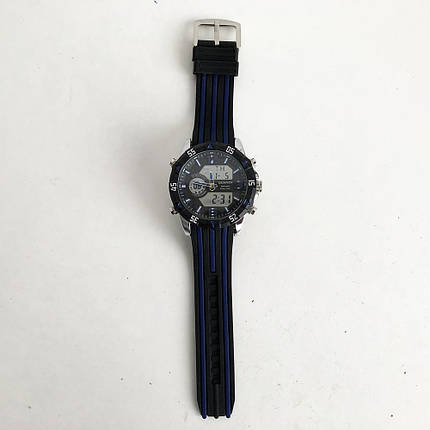 Годинник наручний QUAMER, dual time, ремінець каучук. Колір синій, фото 2
