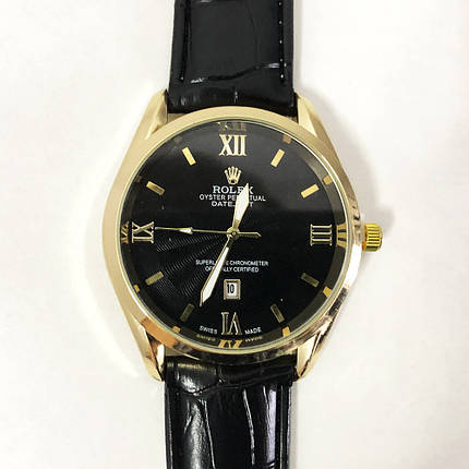 Годинник наручний Rolex Black ремінець чорний (репліка), фото 2