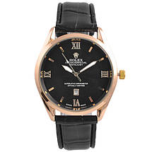Годинник наручний Rolex Black ремінець чорний (репліка), фото 3