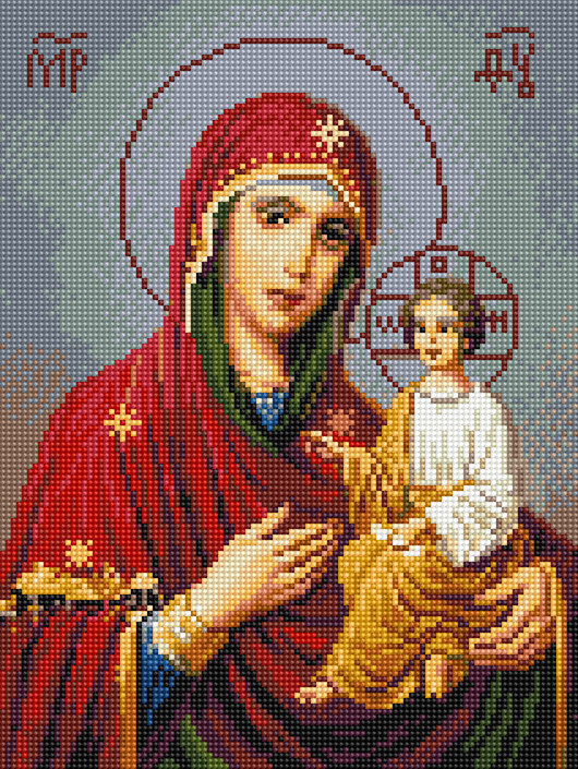 Картина алмазами НікіТошка Ікона Божої матері (EJ1273) 30 х 40 см (На підрамнику)
