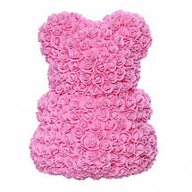 Кращий подарунок: ведмедик з штучних 3D троянд 25 см. Колір: рожевий, фото 3