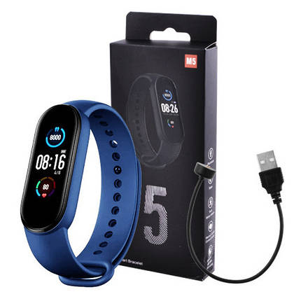 Фитнес браслет Smart Watch M5 Band Clack смарт-трекер. Колір синій, фото 2