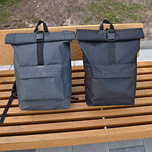 Рюкзак Рол Топ. Дорожня сумка, сумка для походу з тканини. Модель No9543. Колір чорний, фото 2