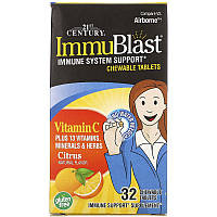 Витамин С + минералы и травы 21st Century "ImmuBlast" цитрусовый вкус (32 жевательные таблетки)