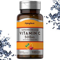 Витамин C Piping Rock Vitamin C with Rose Hips 500 mg 100 caplets