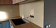 Оздоблення стін на кухні склом Лакобель бежевого кольору, фото 2