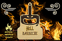 Веер для мангала, Опахало с гравировкой "Hell barbecue" деревянное с ручкой 30*20 см