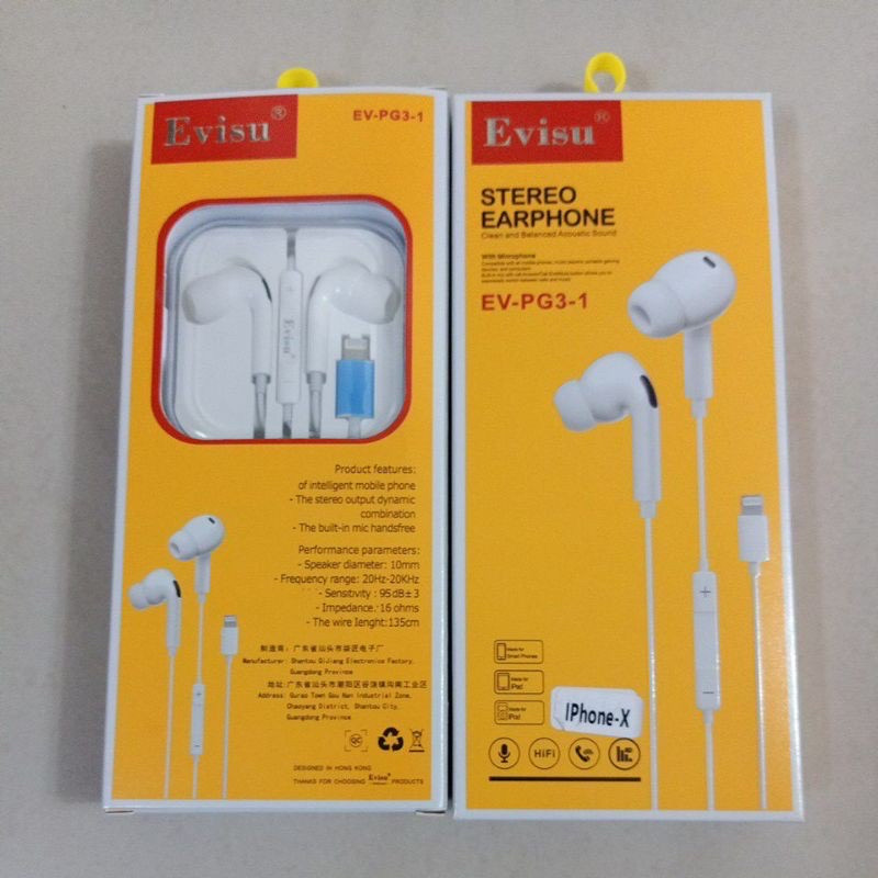 Вакуумні дротові навушники EV-PG3-1 з Lightning для IPhone 7/8/X/Xs/Xr/11/11 PRO MAX