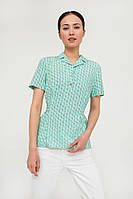 Летняя блузка с поясом Finn Flare S20-11063-915 бирюзовый M