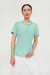 Літня блузка з віскози з поясом Finn Flare S20-11063-915 бірюзовий
