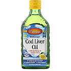 Carlson, жир печінки дикої норвезької тріски, натуральний ароматизатор «лимон», 1000 мг, 250 мл