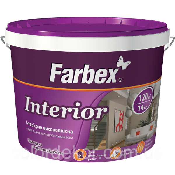 Краска для стен интерьерная высококачественная "Interior" Farbex 1,4 кг - фото 1 - id-p658008266