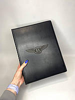 Шкіряна папка з кільцевим механізмом для документів А4 чорна з гравіювання Bentley