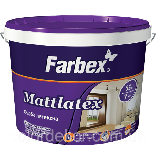 Фарба латексна для внутрішніх робіт "Mattlatex" Farbex 7 кг