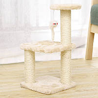 Когтеточка для кота Taotaopets 072204 Beige з полицями та іграшкою ганчірка 20*20*40 см (OPT3_5410-21303)