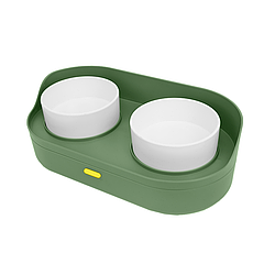 Чаша для котів і собак подвійні з овечою гуптом 17652 темно -зеленого