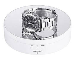 Поворотний столик для предметної фото зйомки Andoer TT-13, 3 швидкості, 13 см, білий з дзеркальною накладкою