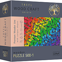 Пазли фігурні з дерева 500 + 1 елм "Кольорові метелики", 20159, TREFL