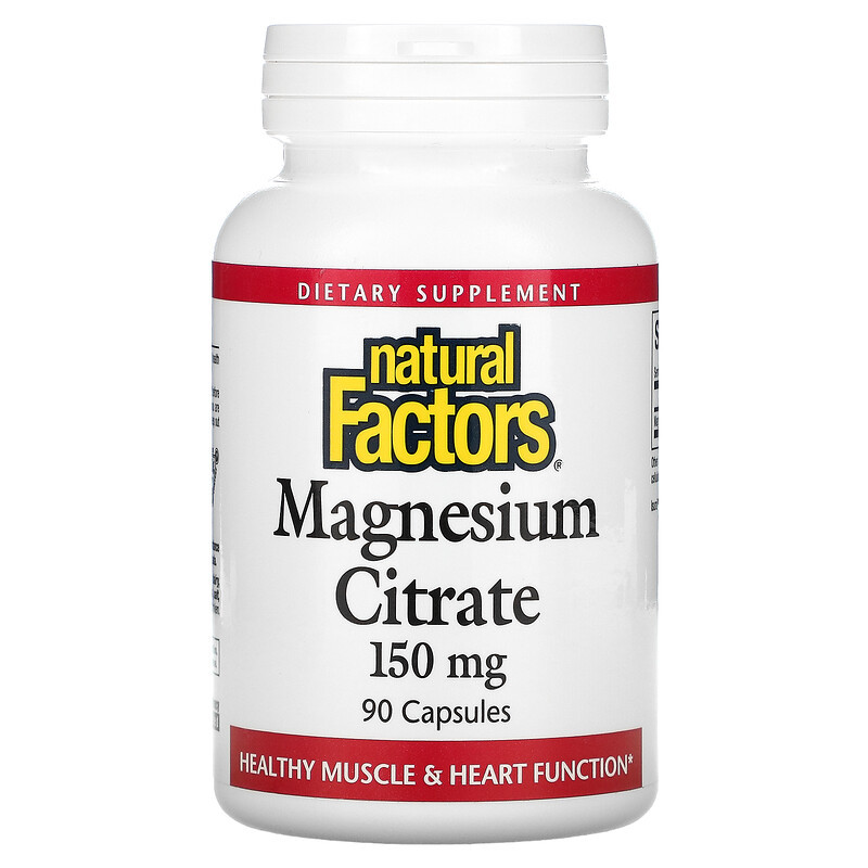 Natural Factors, цитрат магнію, 150 мг, 90 капсул