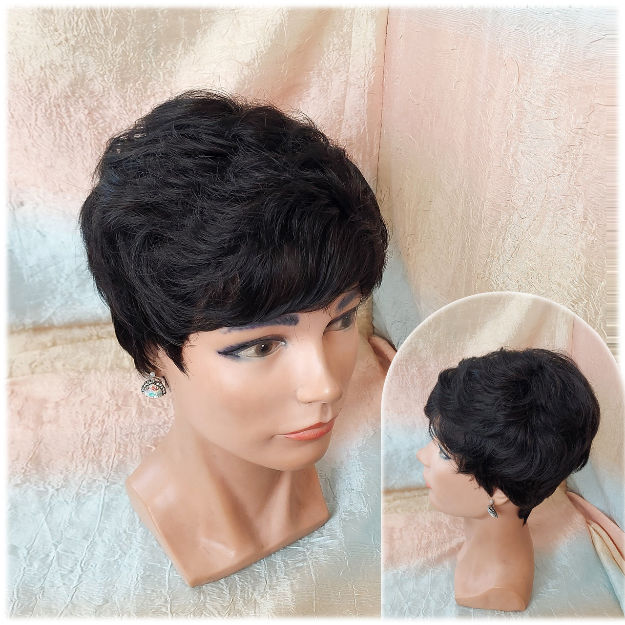 Коротка перука з термоволокна чорнна 2763t-1, фото 1