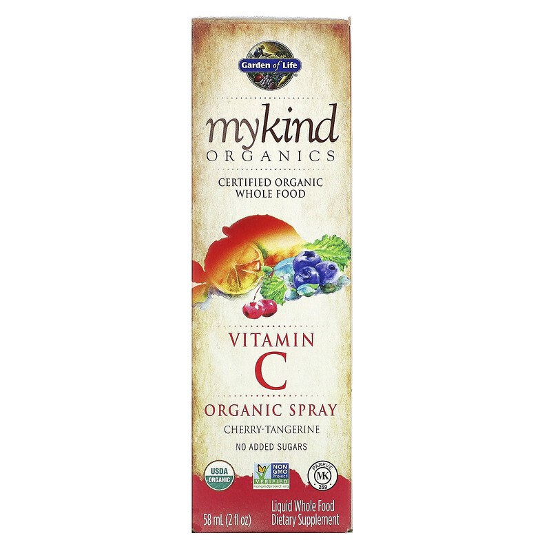 Garden of Life, MyKind Organics, органічний спрей із вітаміном С, вишня та мандарин, 58 мл
