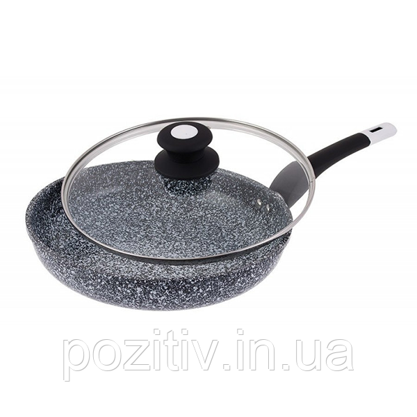 Сковорода з мармуровим покриттям Edenberg EB-9167 26 см 2.6 л скляна кришка Чорна
