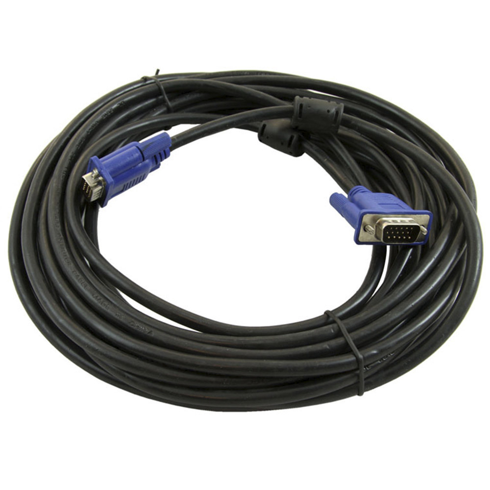 Кабель VGA тато - VGA тато з ферритами 10 метрів Black