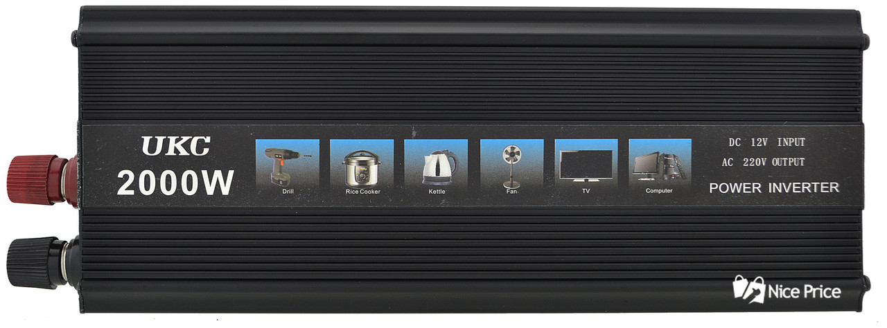 Перетворювач напруги(інвертор) 12-220V UKC 2000W Black + USB