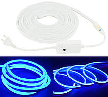 Гнучка неонова світлодіодна стрічка NEON LED (120 світлодіодів/м) SMD 3528 IP65 220V Синій