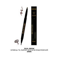 Карандаш и лайнер для бровей моделирующий Makeup Revolution Brow Dual Ultra Brow Arch & Shape Dark Review Dark