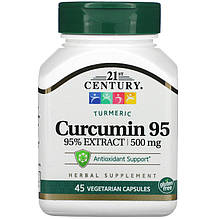 Куркумін 21st Century "Curcumin 95" 500 мг, антиоксидантна підтримка (45 капсул)