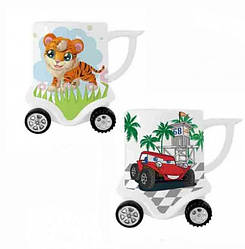 Подарунок дитині Кружка на колесах "Машина" 400мл 2 деколі Helios (2727-К)