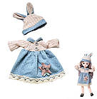 Плаття для ляльки 1/6 "Вухастик" і шапочка з вушками для шарнірної ляльки для BJD 1/6, 26-30 см, фото 6