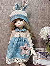 Плаття для ляльки 1/6 "Вухастик" і шапочка з вушками для шарнірної ляльки для BJD 1/6, 26-30 см, фото 4